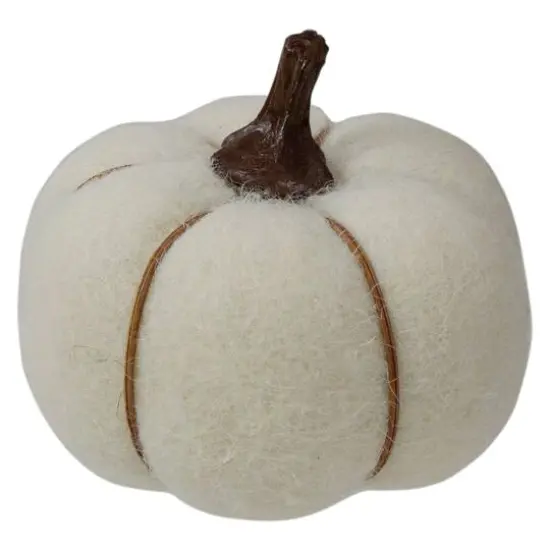 5" Cream & Brown Fall Harvest Tabletop Pumpkin {4}