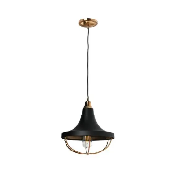 Hello Honey&reg; Robert Stevenson Lighting Presley Caged Trumpet Metal Ceiling Light Brushed Brass/Matte Black {8}