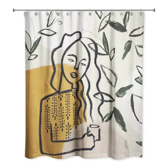 Earthy Abstract Figure II 71" x 74" Shower Curtain {1}