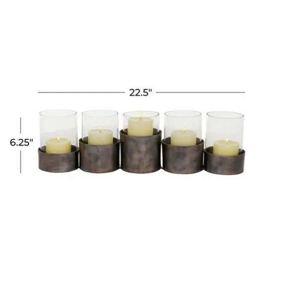 23" Black Iron Modern Candlestick Holder {7}