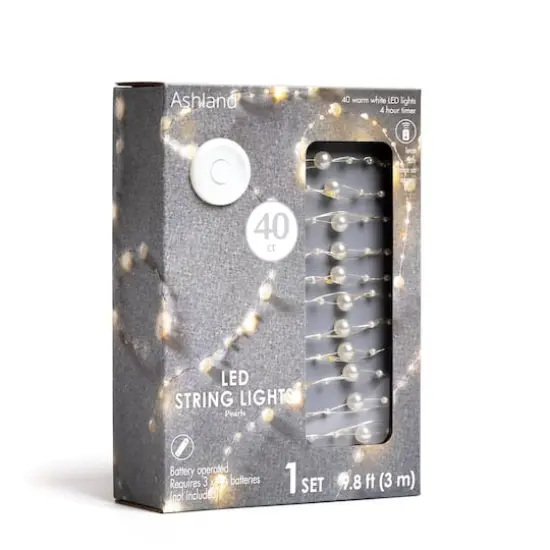 40ct. Warm White Pearl LED String Lights by Ashland&reg; {7}