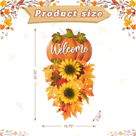 Glitzhome&reg; 22.5" Fall Metal Pumpkin & Sunflower Wall D&eacute;cor {9}