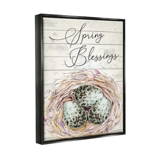 Stupell Industries Spring Blessings Bird Nest Nature Floater Framed Art Black {4}