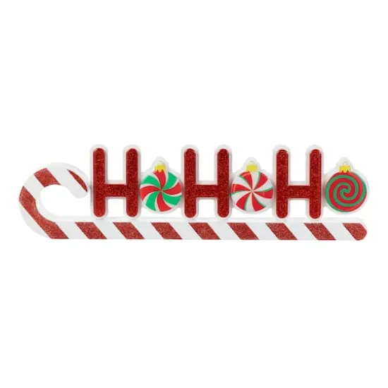 Glitzhome&reg; 19" Christmas Wooden Epoxy HOHOHO Candy Cane Table Decor {7}