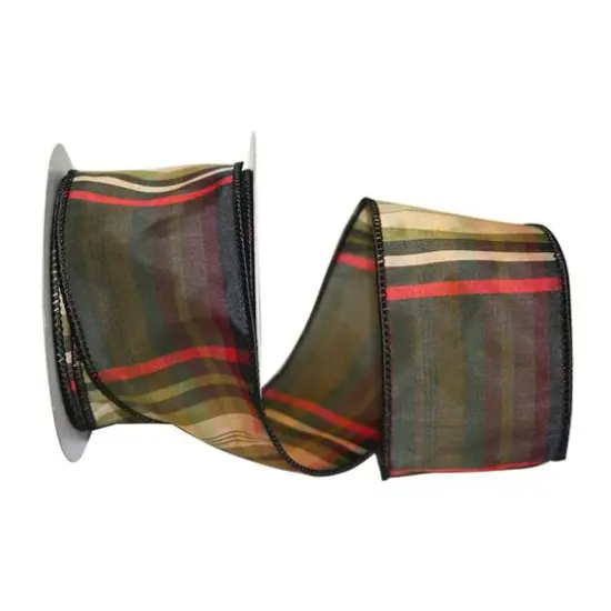 JAM Paper 2.5" x 10yd. Taffeta Wired Plaid Ribbon {1}
