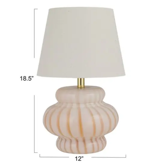 Hello Honey® 18.5" Yellow & Cream Striped Hand-Blown Art Glass Table Lamp {10}