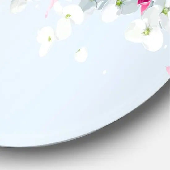 Designart - Chrysanthemums and Apple Blossom - Traditional Metal Circle Wall Art {5}