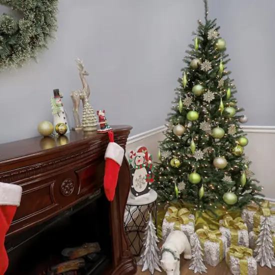 6.5 ft. Pre-Lit Aspen Spruce Slim Artificial Christmas Tree, Clear Lights {5}