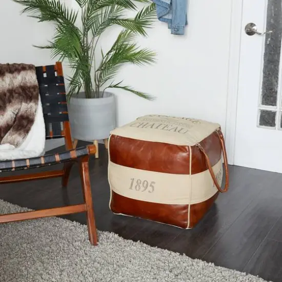 Brown Canvas Rustic Stool, 19" x 21" x 20" {14}