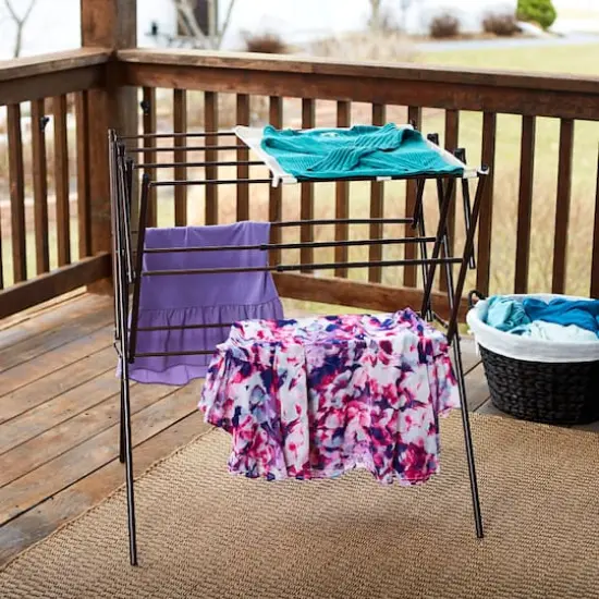 Household Essentials 35" Extendable Metal Drying Rack Bronze {5}