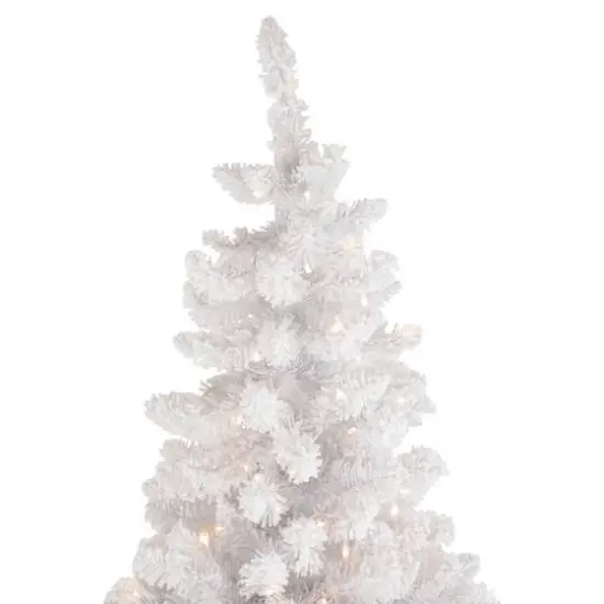 9ft. Pre-Lit Flocked Norway Pine Artificial Christmas Tree, Warm White LED Lights {6}