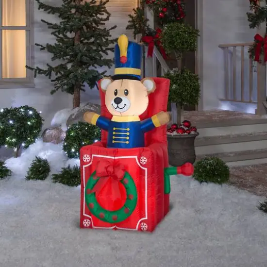 5ft. Animated Airblown&reg; Inflatable Christmas Bear Pop Up {3}