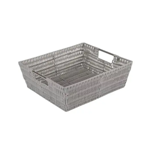Simplify Gray Shelf Storage Rattan Tote Basket {7}