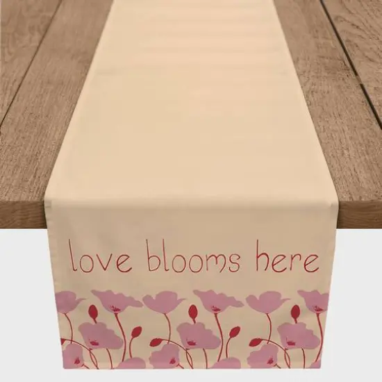 Love Blooms Here 16" x 72" Cotton Twill Runner {1}