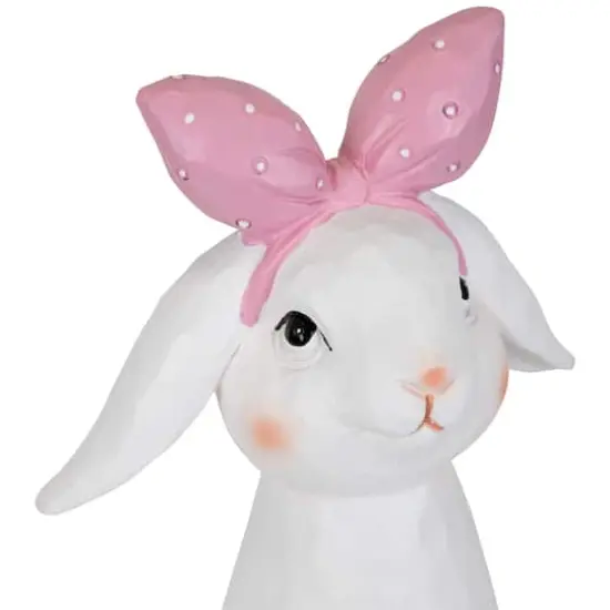 7.5" White & Pink Easter Bunny Bust with Hair Bow {7}
