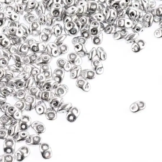 Superduo Two-Hole Czech Glass Beads Silver {1}
