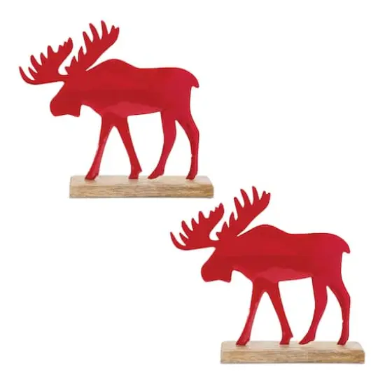 8.75" Metal Moose Silhouettes with Wood Bases, 2ct. {1}