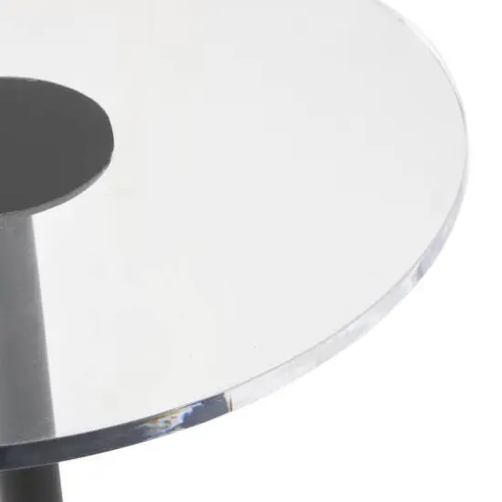 25.5" Black Metal Pedestal Accent Table with Clear Acrylic Tabletop {5}