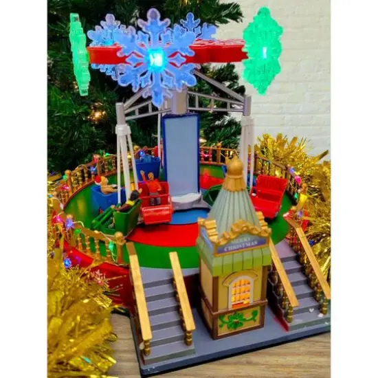 Animated Christmas Carousel Village Decoration {3}