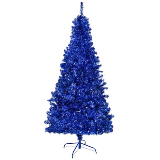 9ft. Pre-Lit Blue Artificial Tinsel Christmas Tree, Clear Lights {1}