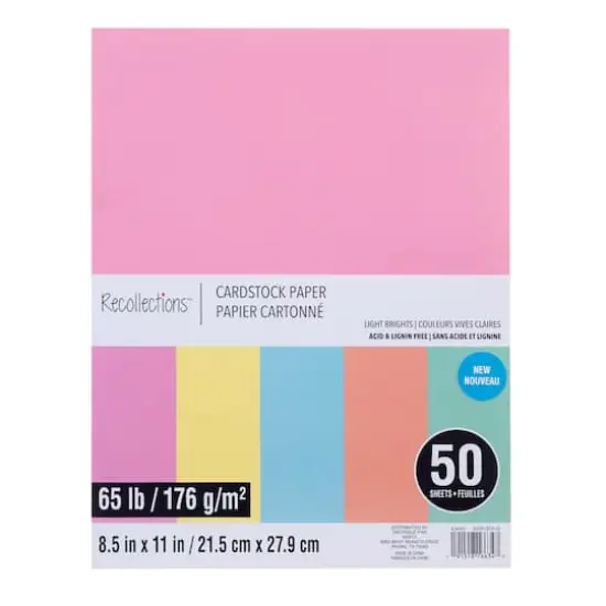 8.5" x 11" 65lb. Cardstock Paper Pack by Recollections&trade;, 50 Sheets Light Brights {1}