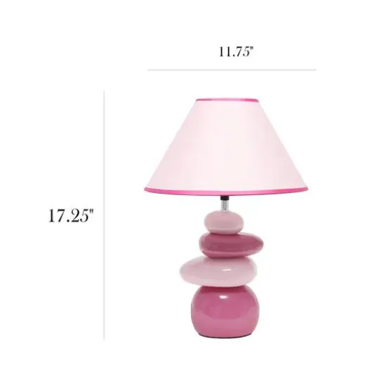 Simple Designs 17.5" Ceramic Stone Table Lamp Shades of Pink {4}