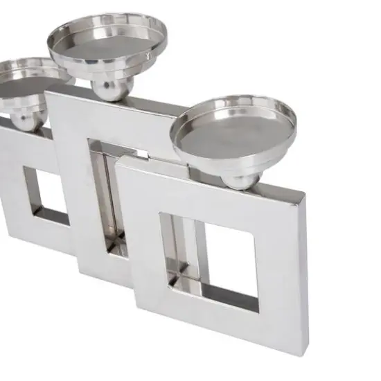 Silver Stainless Steel Modern Candle Holder, 11" x 14" x 6" {6}