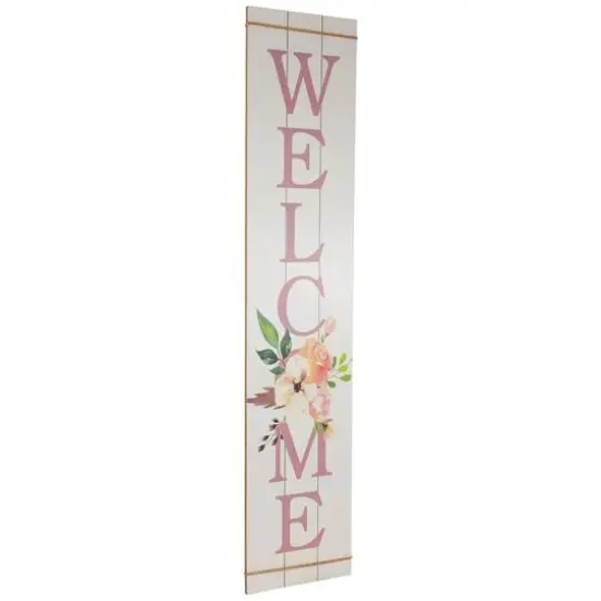 4ft. Floral Welcome Wooden Spring Wall Sign {4}