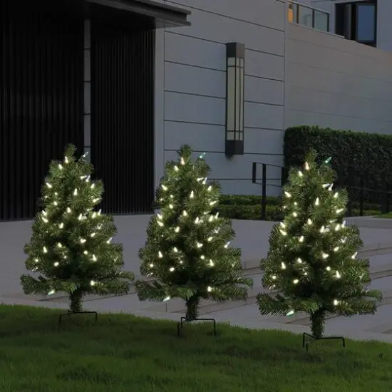 3ct. Pre-Lit Alexa Enabled Pathway Artificial Christmas Tree Set {10}