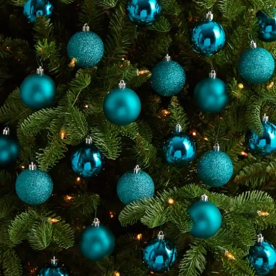 30ct. 2.5" Teal Shatterproof Christmas Ornaments {5}