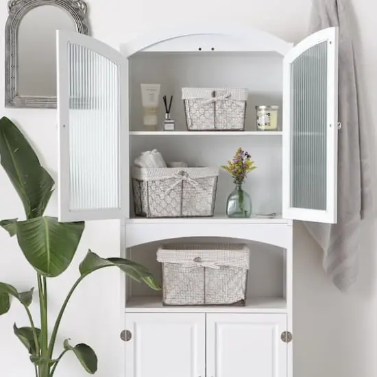 DII&reg; Rustic Bronze Chicken Wire Baskets with Stone Gingham Liners Set {4}