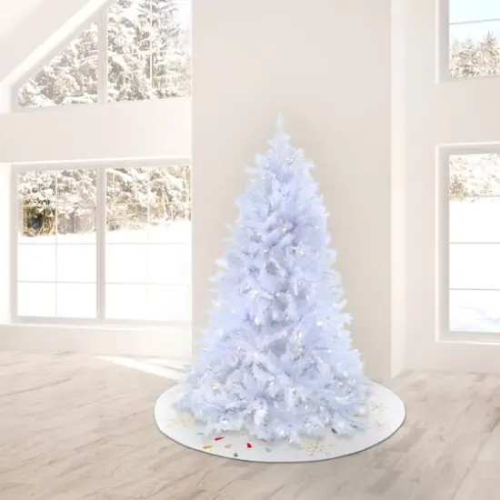 9ft. Pre-Lit White Artificial Christmas Tree, Warm White LED Lights {3}