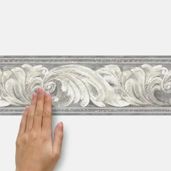 RoomMates Scrolling Leaves Architectural Peel & Stick Border {6}