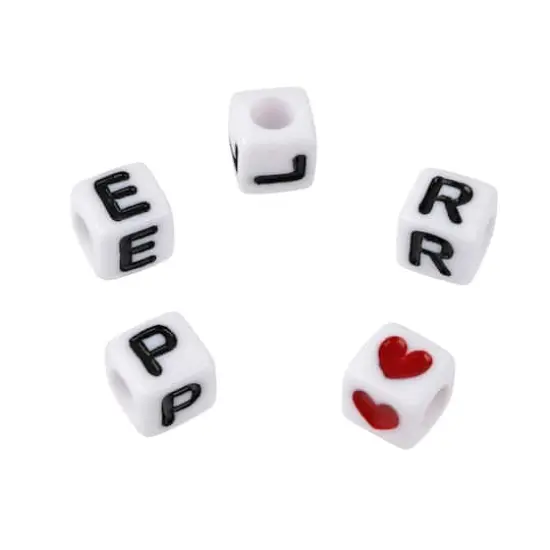 White Alphabet Cube Crafting Beads, 6.7mm by Bead Landing&trade; {1}