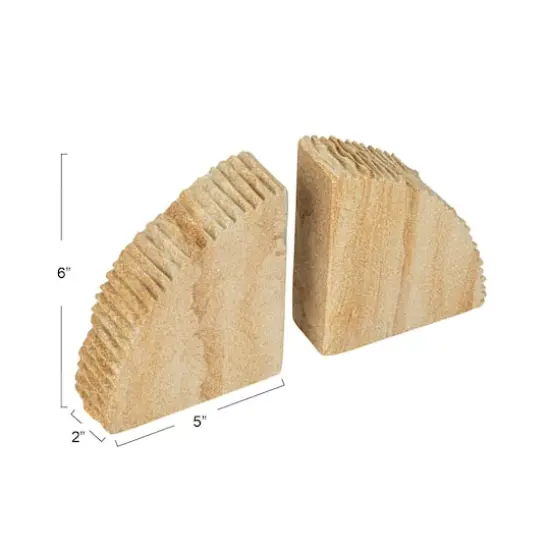 Hello Honey&reg; 6" Natural Sandstone with Ribbed Edge Bookends Set {4}