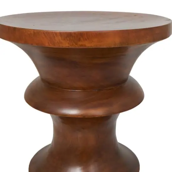22" Brown Wood Geometric Accent Table {6}