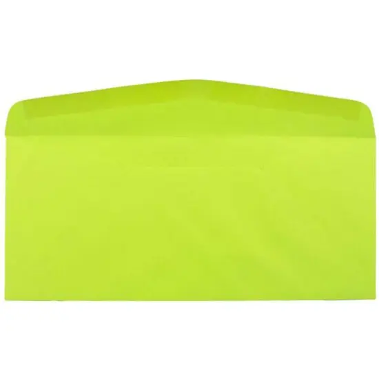 JAM Paper 4" x 9.5" Colored Business Window Envelopes, 50ct. Ultra Lime Green {5}