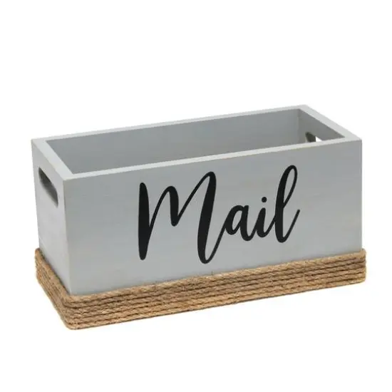 Elegant Designs Mail Script Mail Holder with Handles Black/Gray {10}