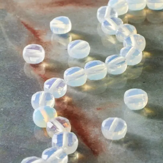 White Faceted Glass Coin Beads, 8mm by Bead Landing&trade; {3}