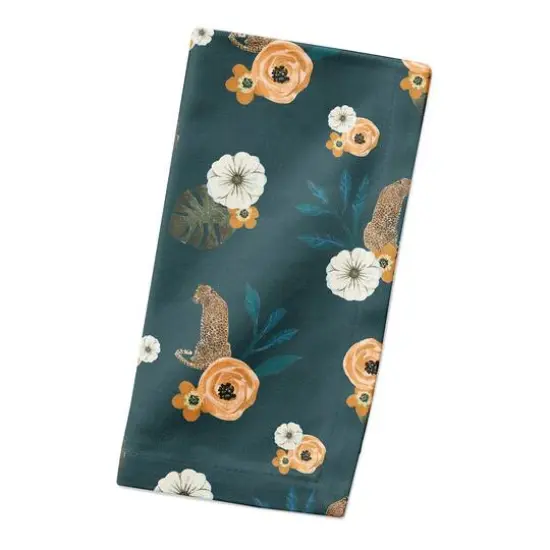 Tropical Jag Cotton Twill Napkin Teal {3}