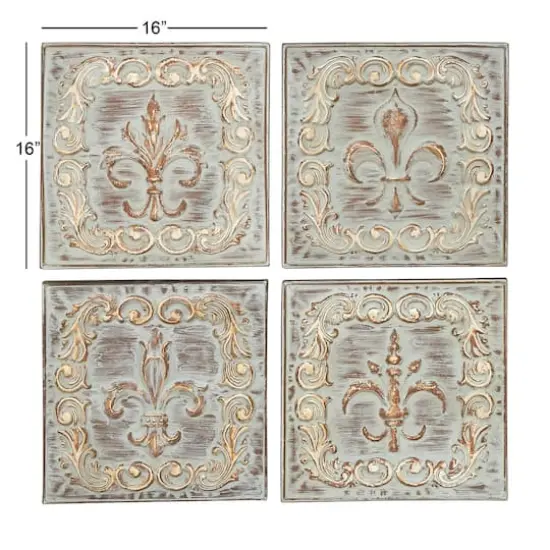 Brass Metal Fleur De Lis Wall D&eacute;cor Set {6}