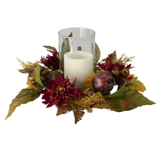 22" Mums with Pomegranate Fall Candle Holder Centerpiece {1}