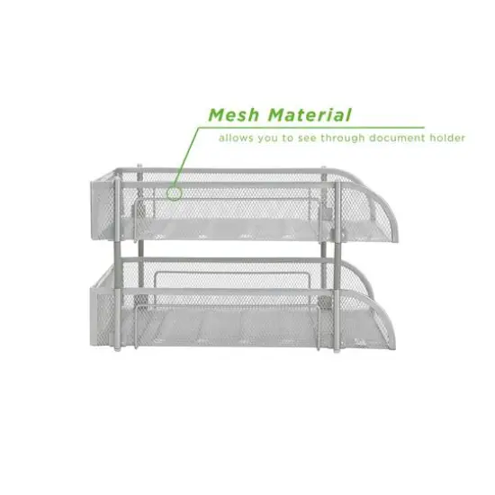 Mind Reader Silver 2 Piece Stackable Metal Mesh Letter Tray {8}