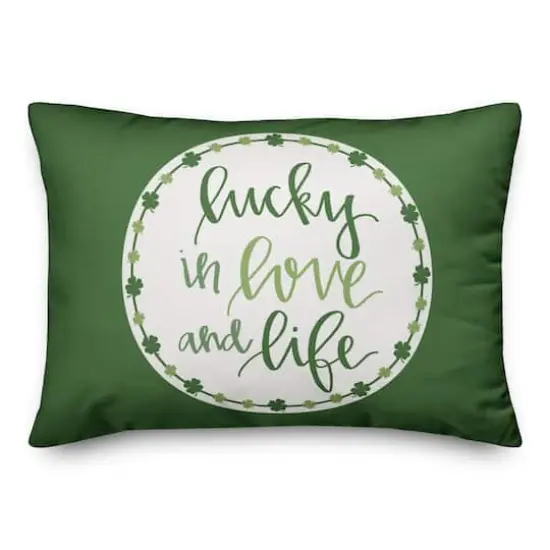 Luck Love Life Clover 14" x 20" Throw Pillow {3}