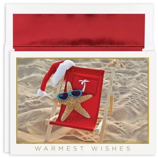 JAM Paper Starfish Santa Christmas Cards & Envelopes Set {1}