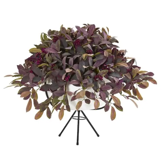 2.5ft. Fall Laurel Leaf with Berries Plant in Planter with Stand {1}