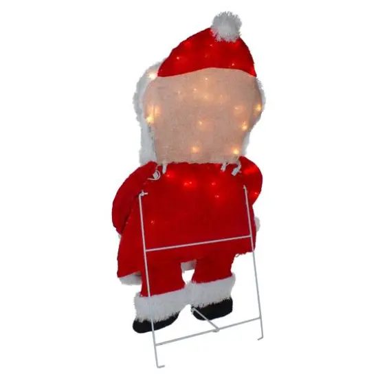 32" Lighted Chenille Santa with Lights Outdoor Christmas Décor {6}