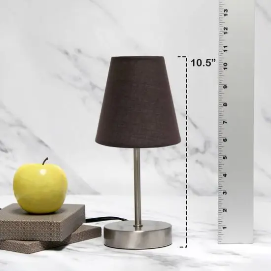 Creekwood Home Nauru 10.5" Sand Nickel Petite Metal Stick Table Lamp Espresso Brown {5}