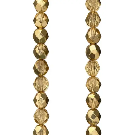 Gold Czech Fire Polished Glass Faceted Round Beads, 6mm by Bead Landing&trade; {1}