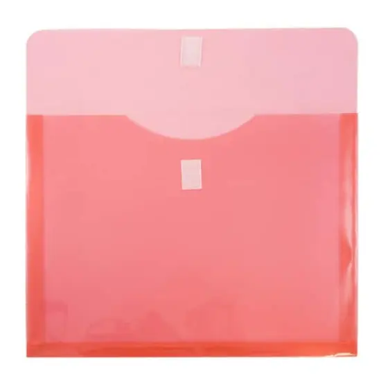 JAM Paper 9.75" x 13" Plastic Hook & Loop Closure Envelopes, 12ct. Red {4}